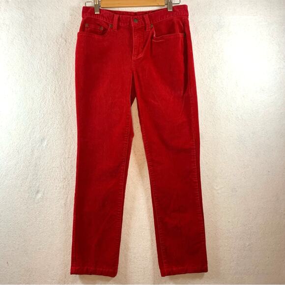 St. John's Bay Pants - St Johns Bay Womens Corduroy Pants Sz 4 Red Skinny Straight Preppy Holiday